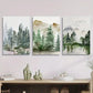 3pcs   Sage green forest mountain landscape  Metal Print Ready to Hang Art