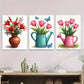 3pcs Vibrant Floral & Butterfly Red Lilies Wall Art Set Canvas Framed 40x60cm - High Quality Print 100% Australian Made Wall Canvas Ready to Hang