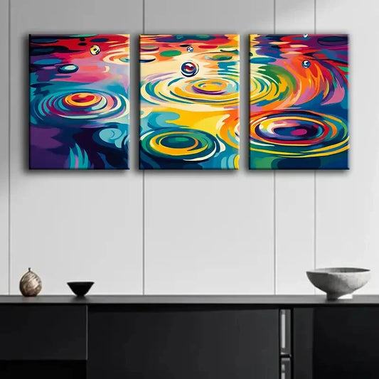 3pcs Colored Raindrop Color Rainbow Perfect Wall Art Set Canvas Framed 40x60cm - High Quality Print 100% Australian Made Wall Canvas Ready to Hang
