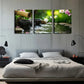 3pcs bamboo flow blooming flowers next to water Wall Art Set Canvas Framed 40x60cm - High Quality Print 100% Australian Made Wall Canvas Ready to Hang