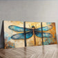 3pcs Blue Dragonfly Wall Art Set Canvas Framed 40x60cm - High Quality Print 100% Australian Made Wall Canvas Ready to Hang
