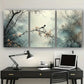 3pcs Modern Abstract Bird & Branch Canvas Metal Print Ready to Hang Art