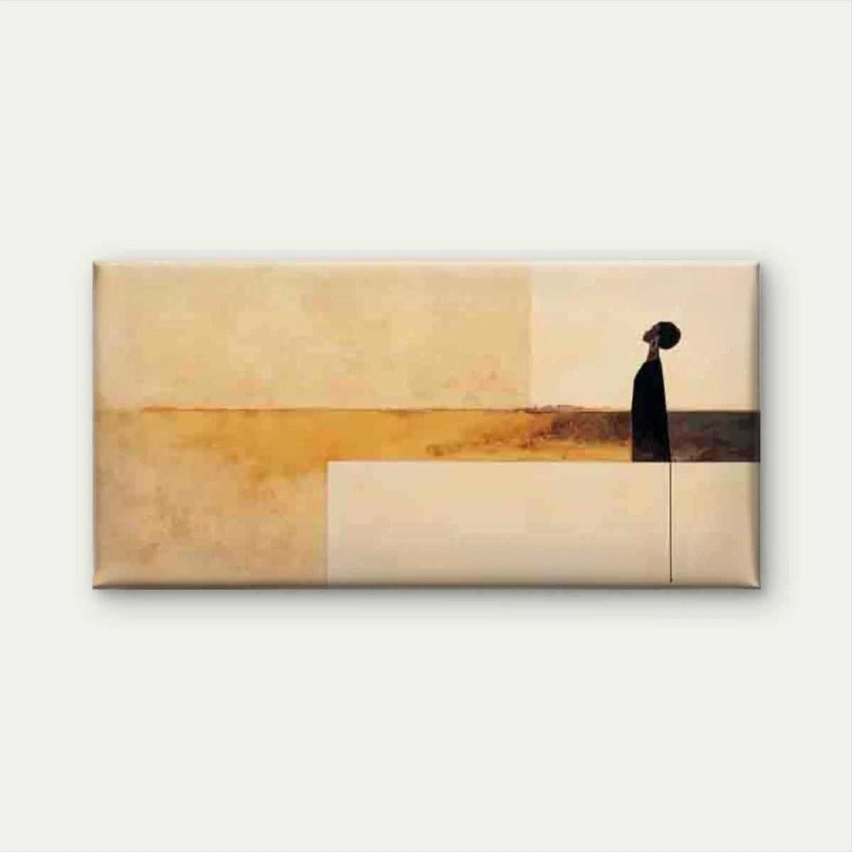 Abstract Beige Golden Brown Wall Art Canvas Office Home Room Framed 80x45cm