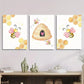 3pcs Cute Cartoon Bees &amp; Sunflower Metal Print Ready to Hang Art