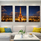 3pcs A Group of People Standing in Front Of Tower Metal Print Ready to Hang Art