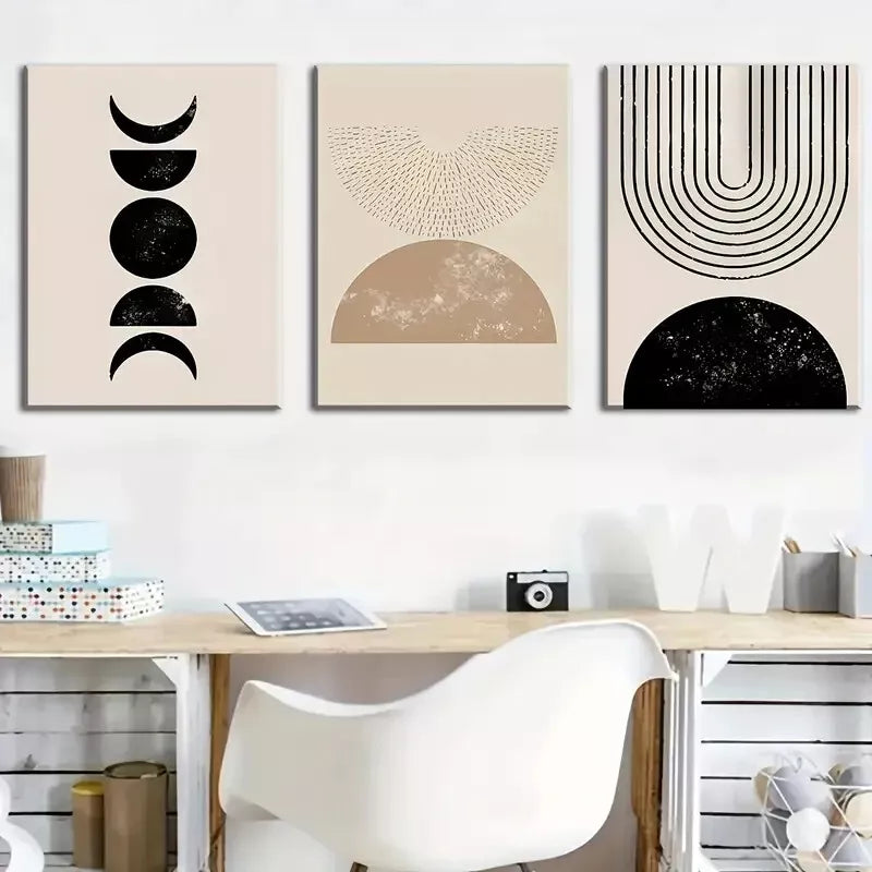 3pcs Modern Geometric Abstract Stripes Pattern  Wall Art Set Canvas Framed 40x60cm - High Quality Print 100% Australian Made Wall Canvas Ready to Hang