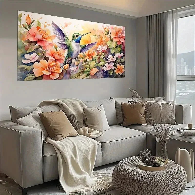 Vibrant Watercolor Floral Wall Art wall canvas office home room framed 120x60cm