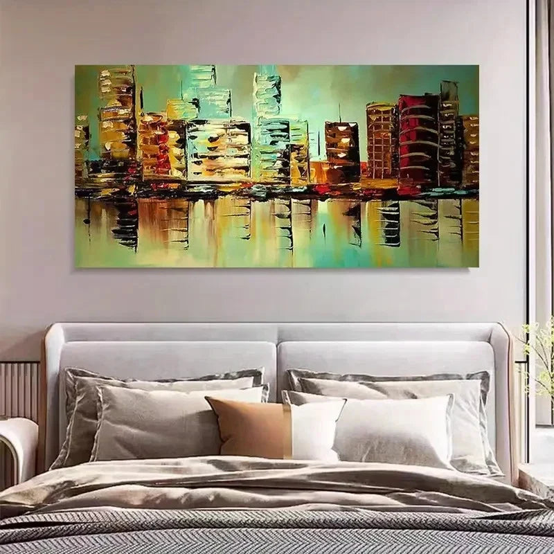 Abstract Cityscape Modern Sky Wall Art Canvas Office Home Room Framed 120x60cm