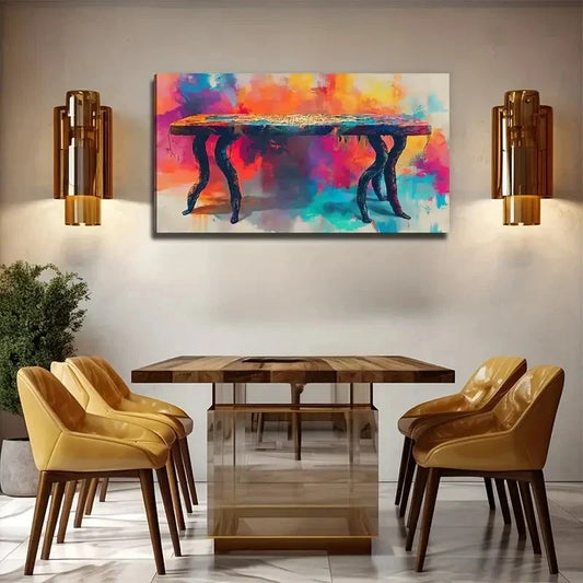 Modern Abstract Table Wall Art Canvas Office Home Room Framed 120x60cm