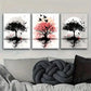 3pcs Black And White Tree Art with Pink Accents Metal Print Ready to Hang Art