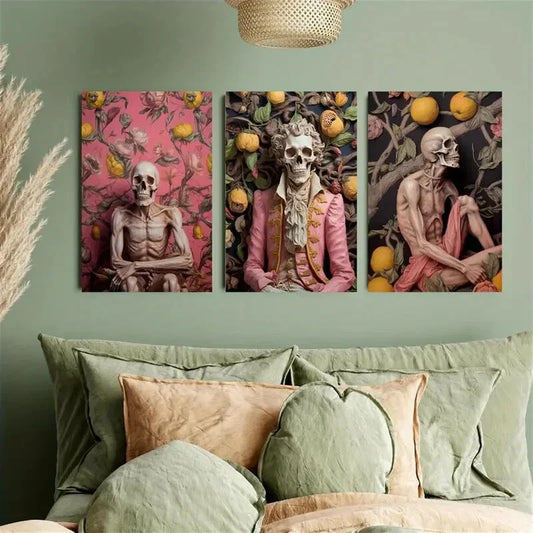 3pcs Bohemian-style Skull Metal Print Ready to Hang Art