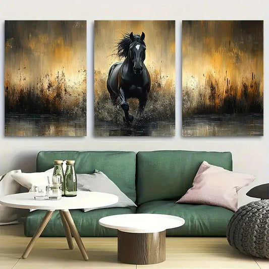 3pcs Elegant Equine Art Stunning Horse Metal Print Ready to Hang Art