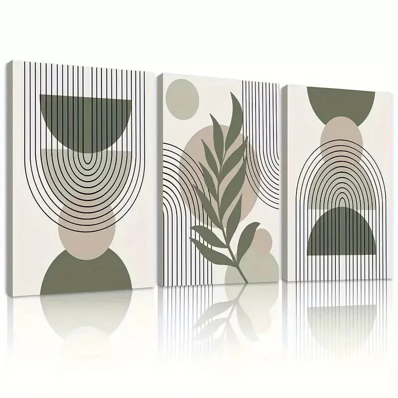 3pcs Green Sage Boho Art Canvas Framed 40x60cm - High Quality Print 100% Australian Made Wall Canvas Ready to Hang