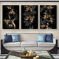 3pcs  Black and Golden Classic   Metal Print Ready to Hang Art
