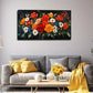 Colorful Flowers On Black Wall Art canvas office home room framed 120x60cm