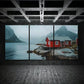 3pcs Mountain Red Farmhouse Beach Metal Print Ready to Hang Art