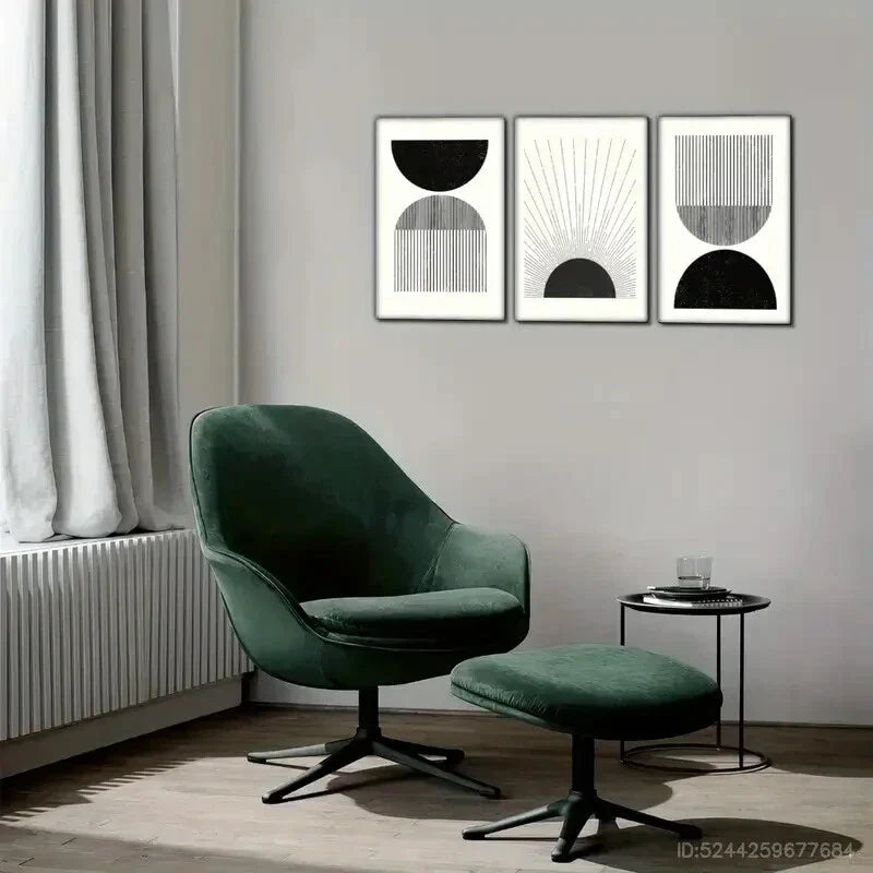 3pcs Black and White Lines Decorative Bauhaus Metal Print Ready to Hang Art