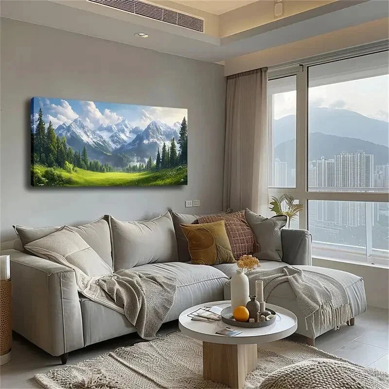 Trees & Rolling Hills Nordic Wall Art Canvas Office Home Room Framed 120x60cm