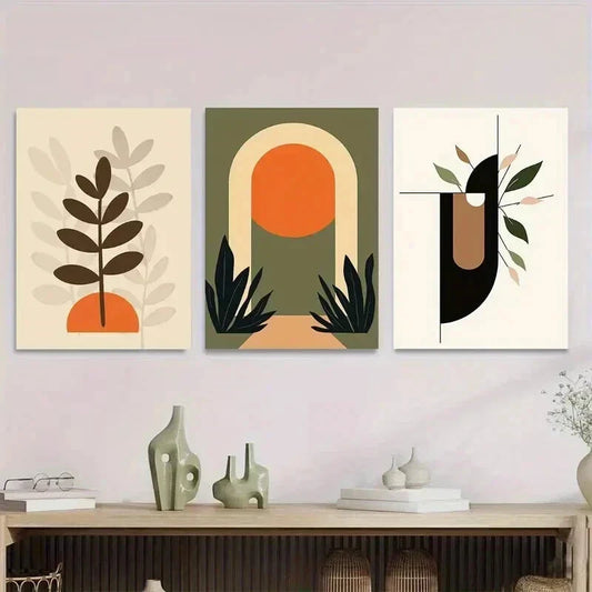 3pcs Modern Abstract Boho Style Wall Art Set Canvas Framed 40x60cm - High Quality Print 100% Australian Made Wall Canvas Ready to Hang
