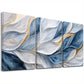 3pcs Blue And Gold Brushstrokes Paintings Wall Art Set Canvas Framed 40x60cm - High Quality Print 100% Australian Made Wall Canvas Ready to Hang
