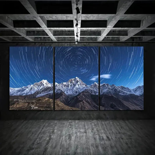 3pcs Starry Night Mountain Landscape Metal Print Ready to Hang Art