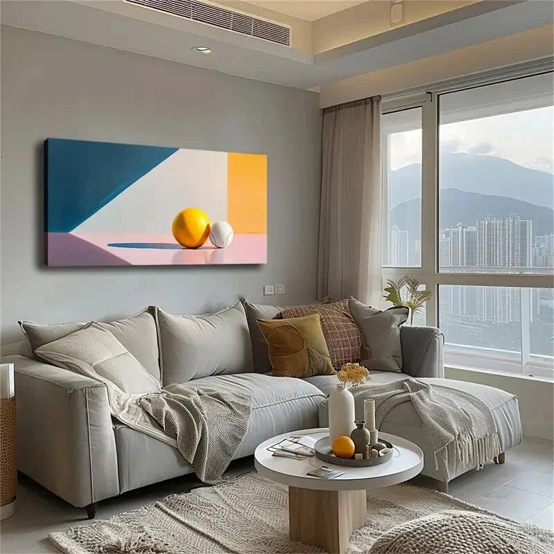 Vibrant Orange and Pink Accents Wall Art Canvas Office Home Room Framed 120x60cm