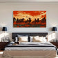 Cowboys Sunset Vibrant Orange Wall Art Canvas Office Home Room Framed 120x60cm