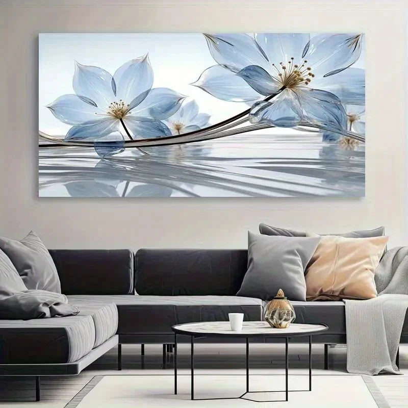 Blue Flower Nature Beauty Design Art Canvas Office Home Room Framed 120x60cm
