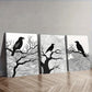 3pcs Black Crow on Tree Branches Wall Art Set Canvas Framed 40x60cm - High Quality Print 100% Australian Made Wall Canvas Ready to Hang