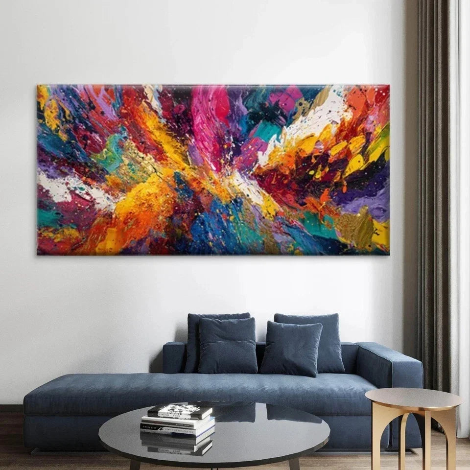 Abstract Multicolor Geometric Wall Art Canvas Office Home Room Framed 80x45cm
