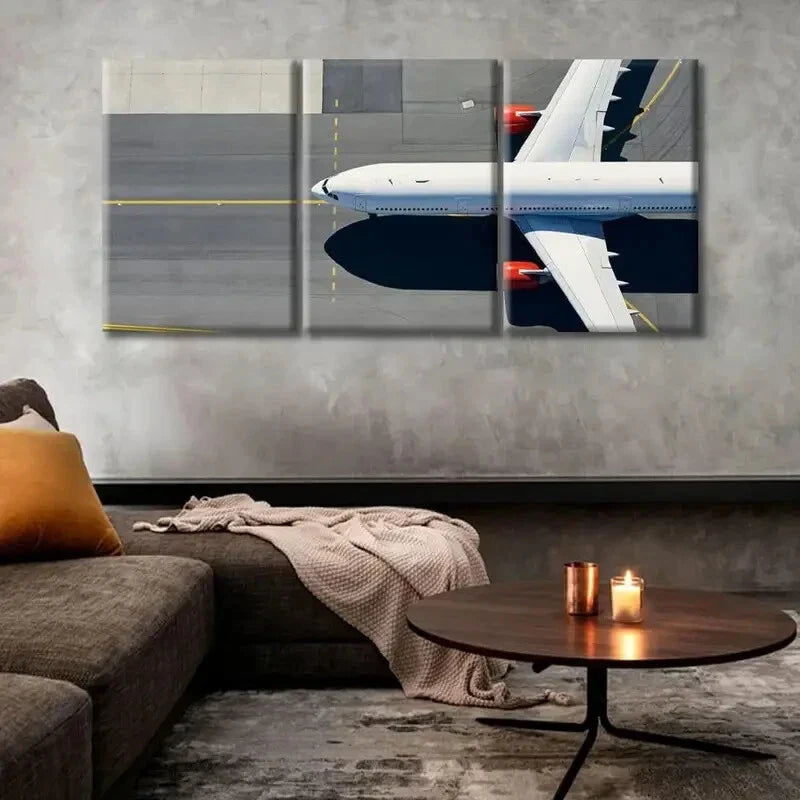 3pcs  Modern Airplane Runway Aviation Metal Print Ready to Hang Art