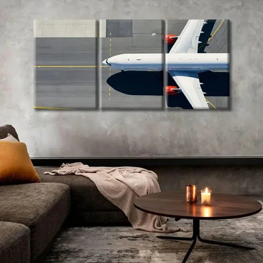 3pcs  Modern Airplane Runway Aviation Metal Print Ready to Hang Art