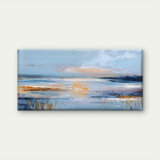 Colorful Textured Abstract Landscape Wall Art Canvas Office Home Room Framed 80x45cm