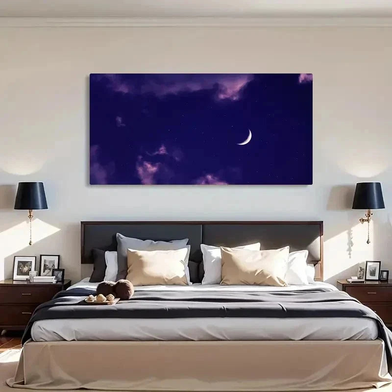 Serene Full Moon Night Sky Wall Art Canvas Office Home Room Framed 120x60cm