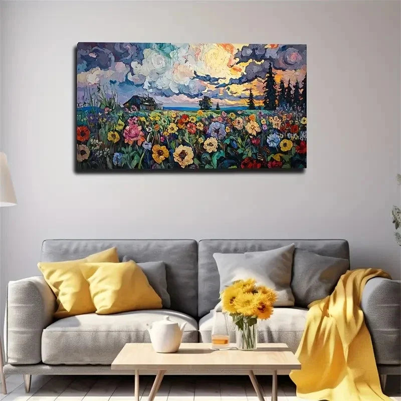 Whimsical Landscape Color Wall Art Canvas Office Home Room Framed 120x60cm