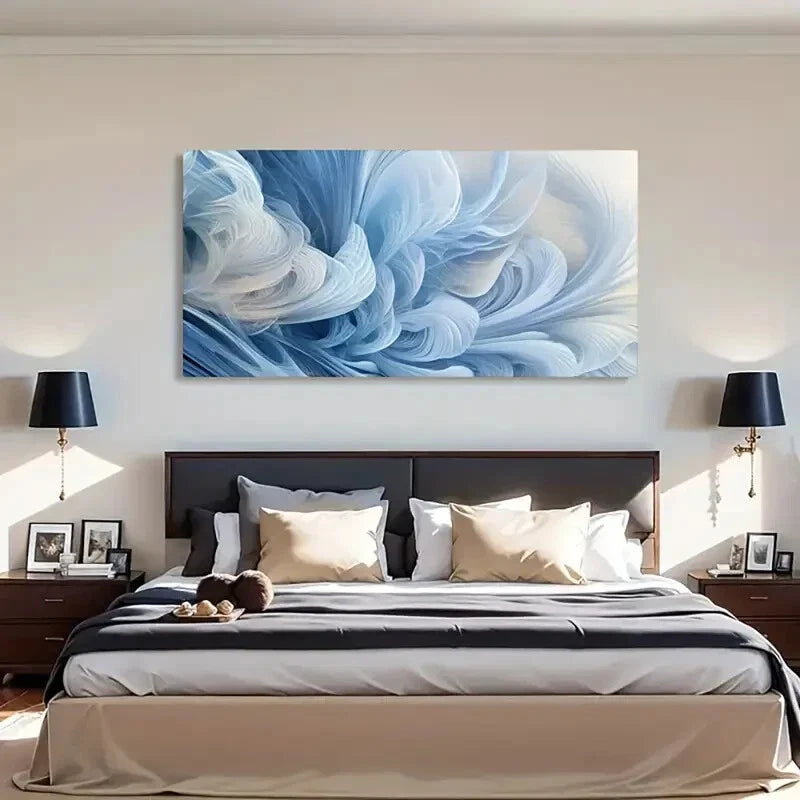 Ethereal Soft Waves Modern Deco Wall Art Canvas Office Home Room Framed 120x60cm