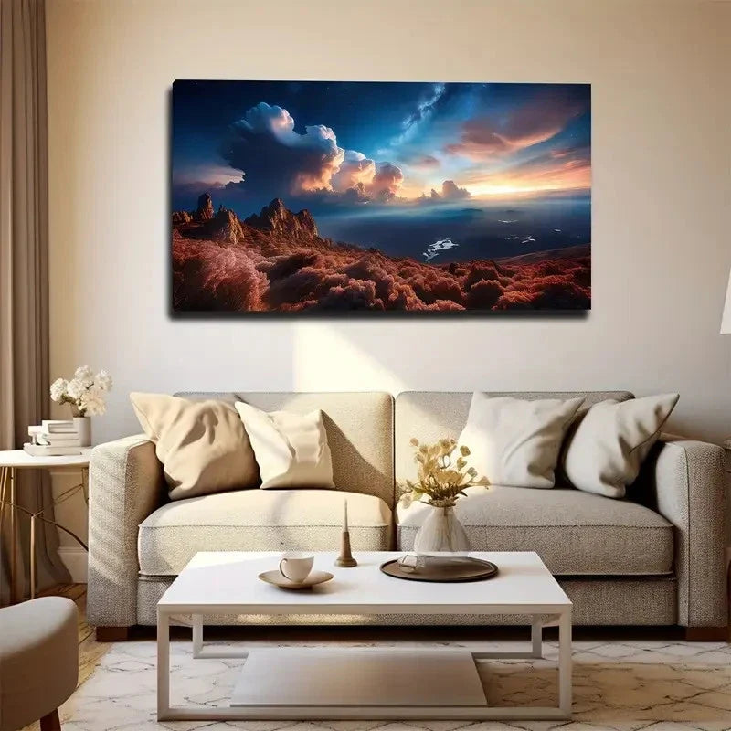 Desert Under The Sky Wall Art Canvas Office Home Room Framed 80x45cm