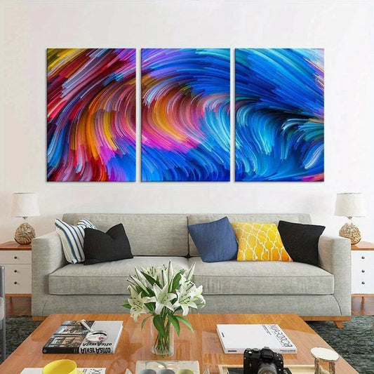 3pcs Gorgeous Petard Blue Stunning Light Gold Metal Print Ready to Hang Art