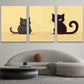 3pcs Abstract Black and Gray Cat White Eyes Metal Print Ready to Hang Art