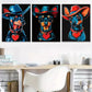 3pcs Vibrant Blue & Red Cowboy-Themed Dog Wall Art Set Canvas Framed 40x60cm - High Quality Print 100% Australian Made Wall Canvas Ready to Hang