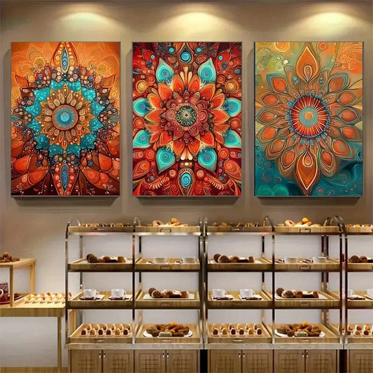 3pcs Abstract Botanical Bohemian Floral Metal Print Ready to Hang Art