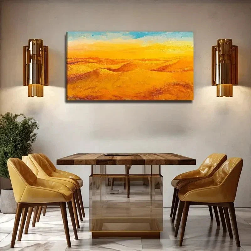 Yellow Desert Suitable Wall Art Canvas Office Home Room Framed 120x60cm