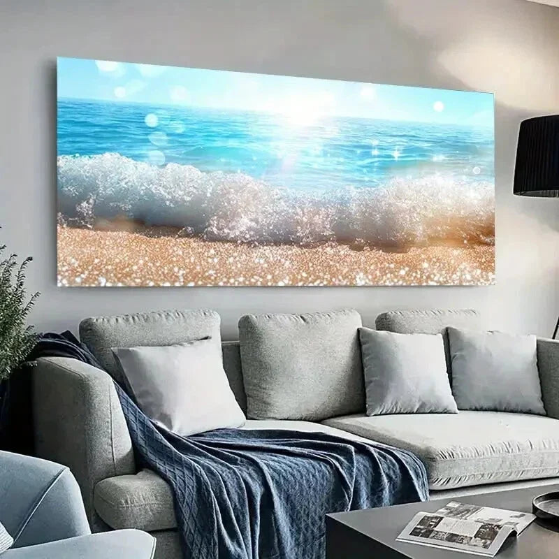 Sparkling Sunlight Beach wall canvas office home room framed 120x60cm