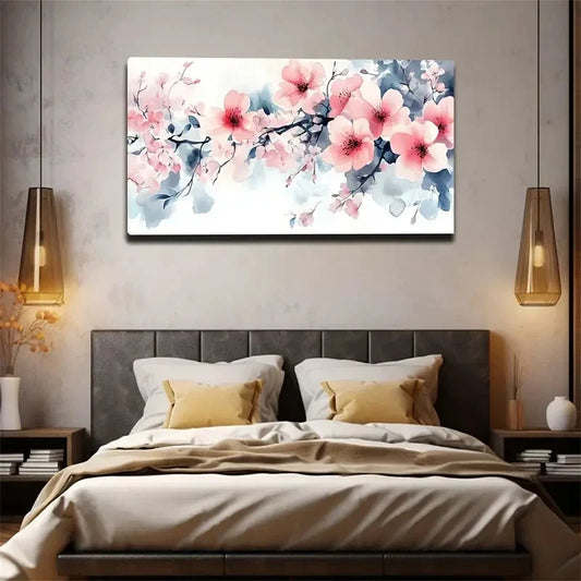 Realistic Blooming Pink Floral Wall Art canvas office home room framed 120x60cm