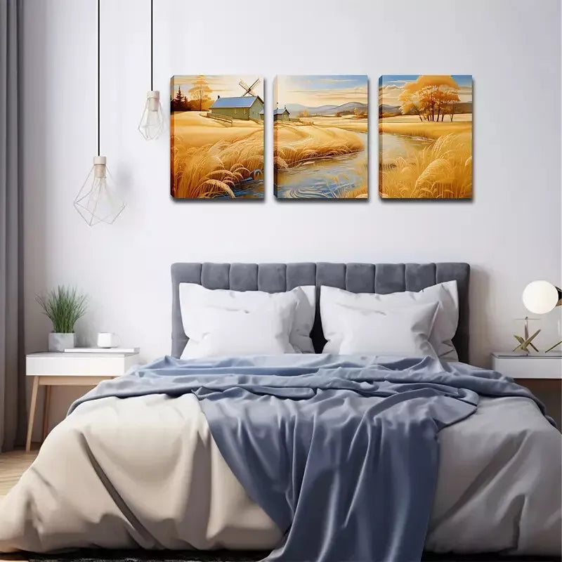 3pcs  Laid-Back Country Scenery Wall Art Set Canvas Framed 40x60cm - High Quality Print 100% Australian Made Wall Canvas Ready to Hang