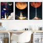 3pcs Space Rocket Starry Sky Scenery Metal Print Ready to Hang Art
