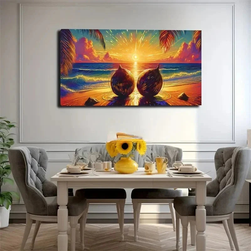 Interesting Coconuts Wall Art Canvas Office Home Room Framed 120x60cm
