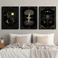 3pcs Magician Card Goldfish Sun Moon And Tree Metal Print Ready to Hang Art