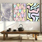 3pcs Heart Shaped Colorful Decoration Abstract Art Metal Print Ready to Hang Art
