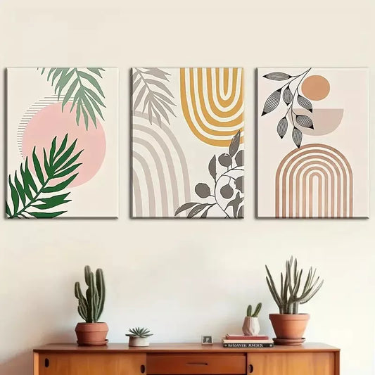 3pcs modern geometric decoration, bohemian style   Wall Art Set Canvas Framed 40x60cm - High Quality Print 100% Australian Made Wall Canvas Ready to Hang